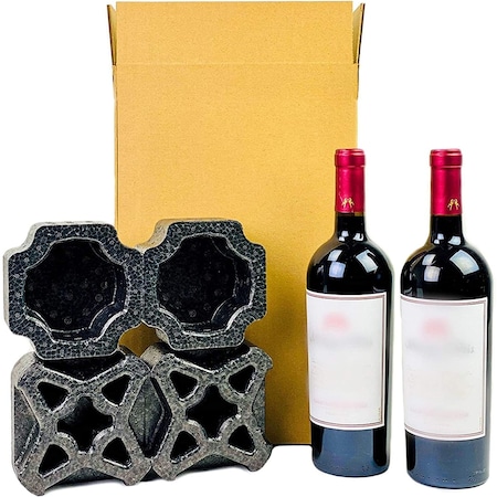 Epe Usa 15 in x 10 in x 5 in Wine Shipping Box, Kraft, Corrugated / Foam, Single, 32 ECT WSD-01